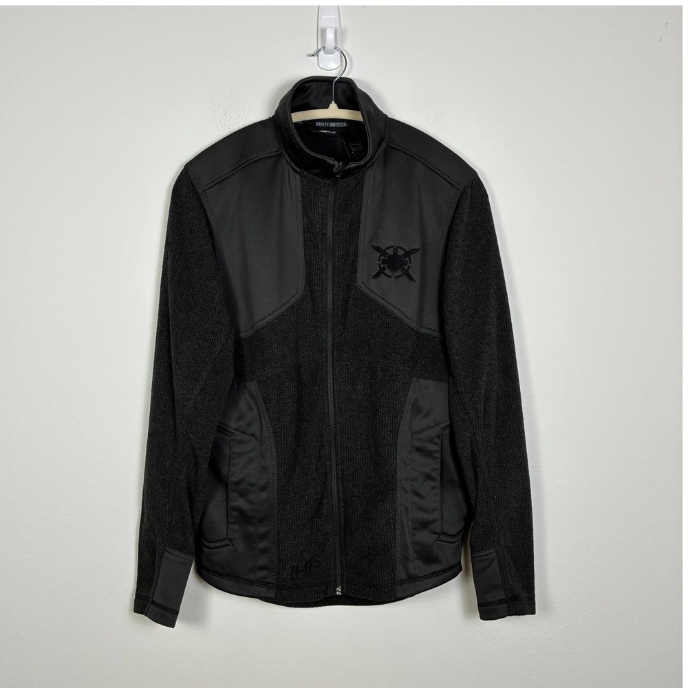 Harley-Davidson Full Zip Fleece Jacket Embroidered Logo Men's Small Biker Moto